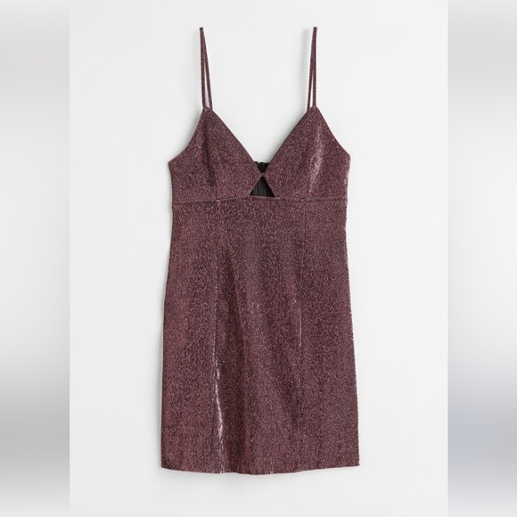 H&M Metallic Sparkling Cut out Mini Party Dress Large - Picture 4 of 12